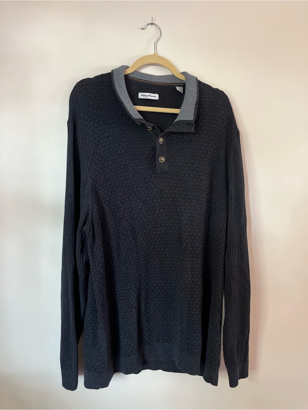 Tommy Bahama charcoal gray  Crewneck Polo Sweater with Gray Collar